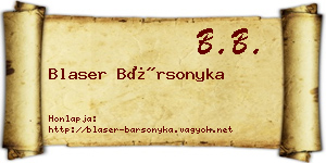 Blaser Bársonyka névjegykártya
